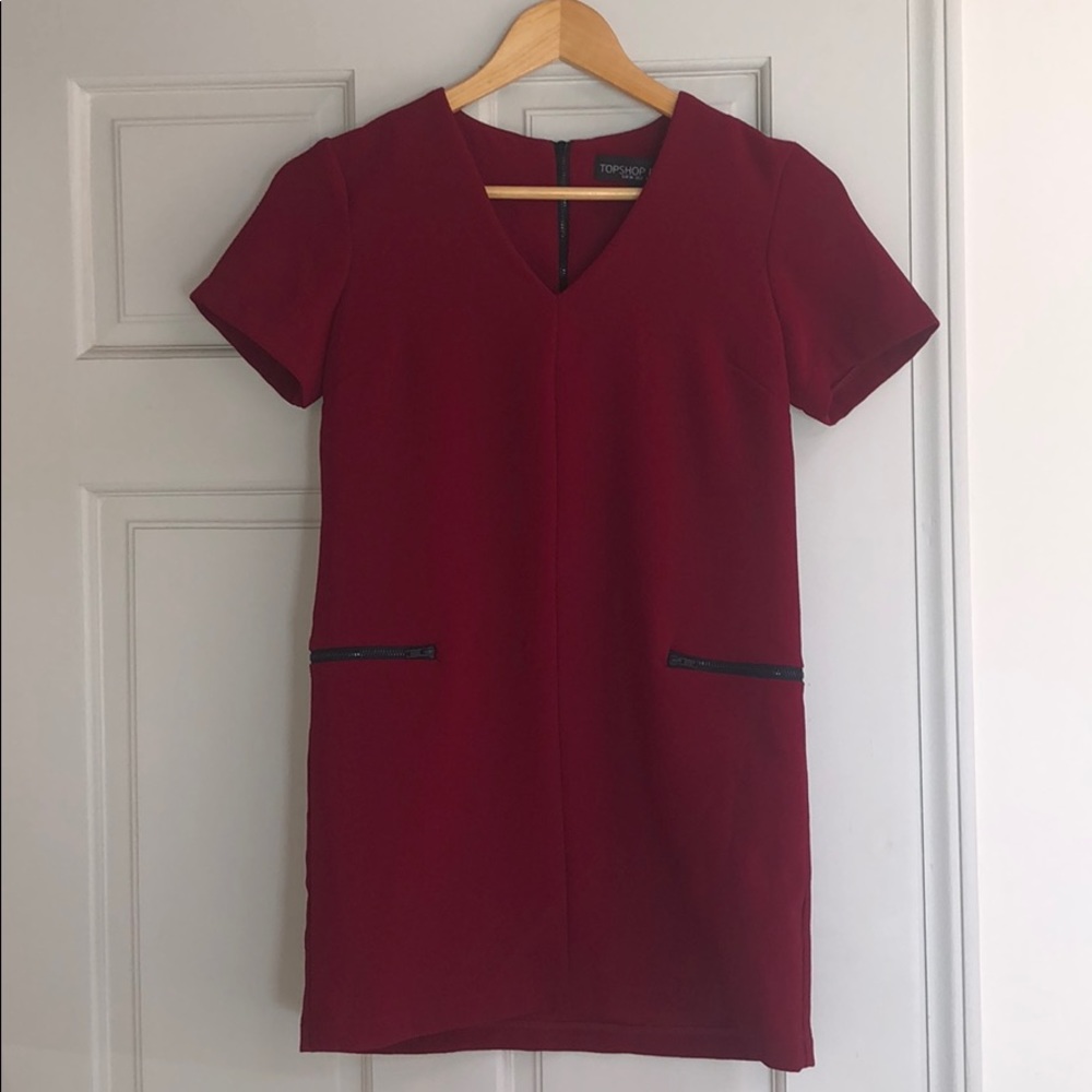 Topshop Structured Crepe/Neoprene Zipper Dress